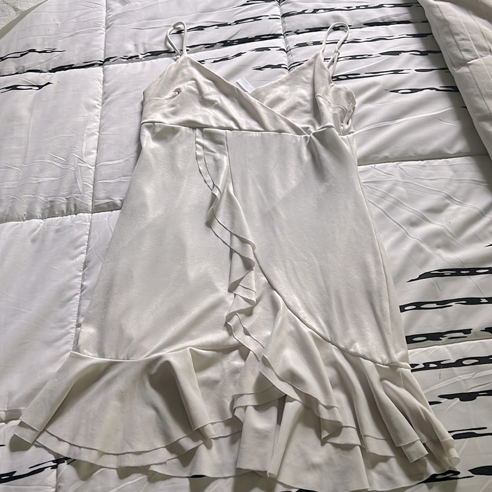 White Ruffle Mini Dress - Picture 4 of 4